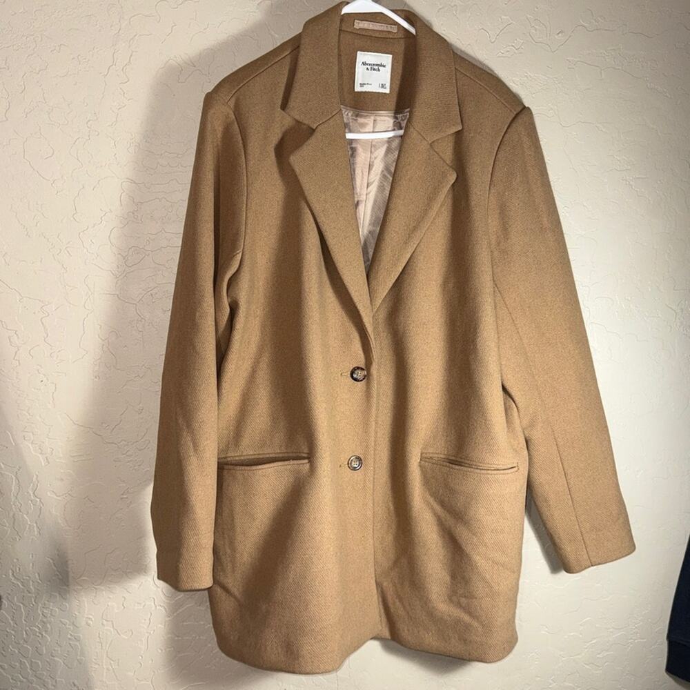 Abercrombie wool blend blazer coat pea coat camel color size XLT
